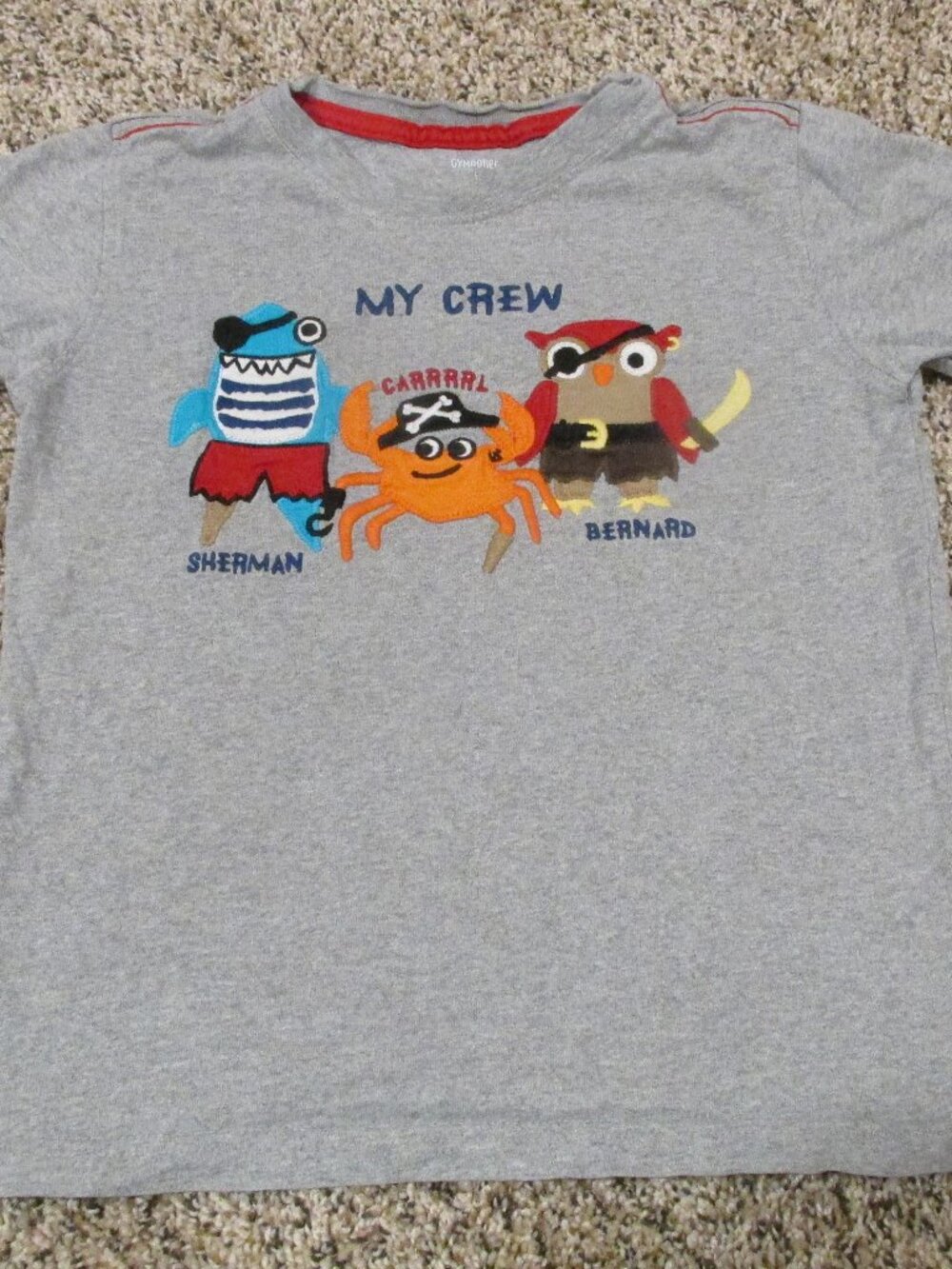 Gymboree Pullover T Shirt Toddler Boys Size 5T‎ Gray Crab Short Sleeve Crew Tee